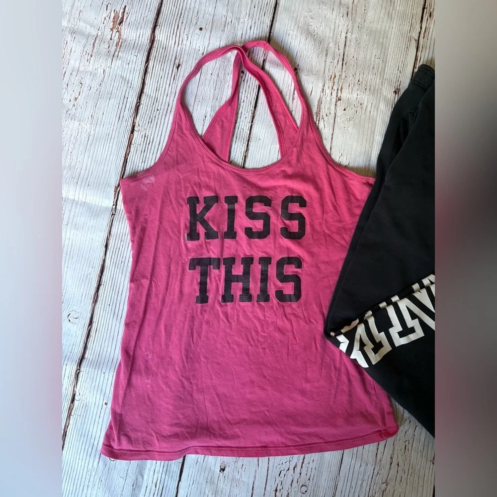 PINK Victoria's Secret Pink Tank and Black Sweatpants Set - Picture 2 of 6